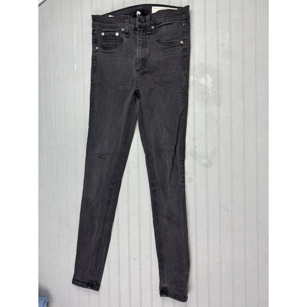 Rag & Bone Size 25 Womens Jeans Hi Rise Ankle SKinny Black Mid Rise Stretch